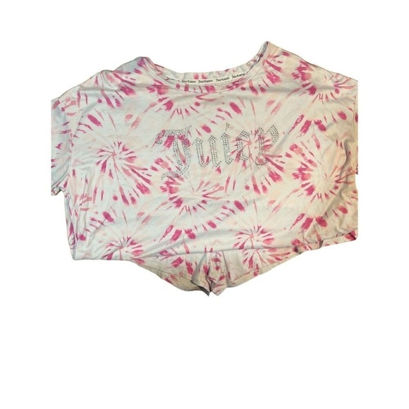 Juicy Couture Women's 1X Tie Dye Rhinestone Logo Pajama Set Pink - Picture 2 of 10